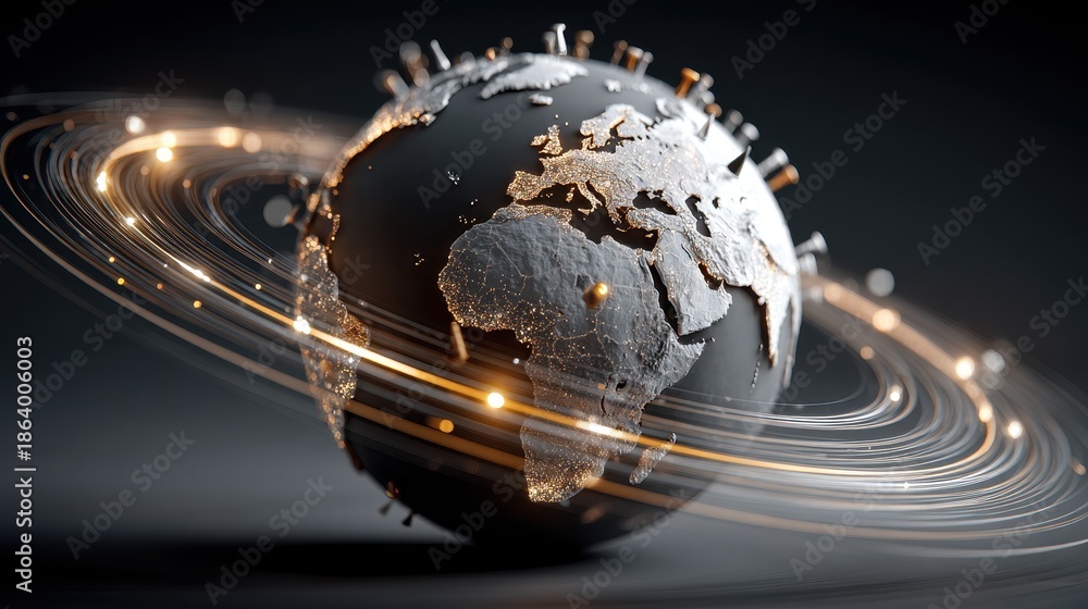 Fototapeta premium Innovative globe model showcasing urban connections.