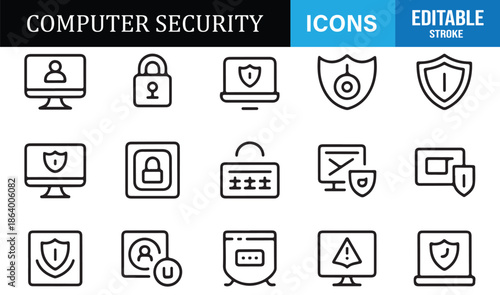 Firewall and encryption computer security icons
