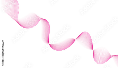 Flowing pink wavy lines abstract background with white space wave
