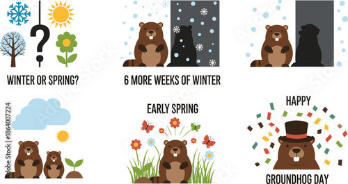 Groundhog Day weather predictions with cute bear graphics