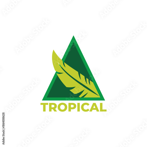 triangle 3d tropical leaves tree motion overlapping gradient logo vector