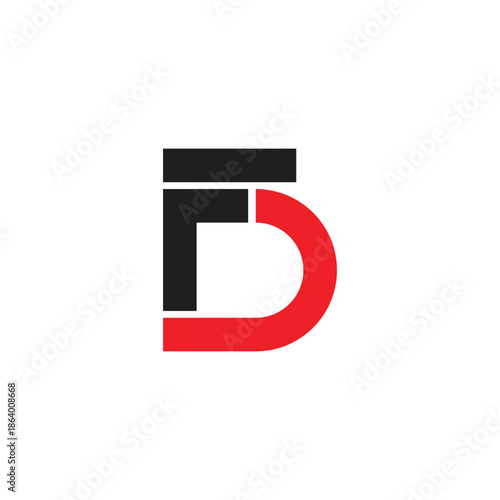 letter fd simple geometric colorful lines logo vector