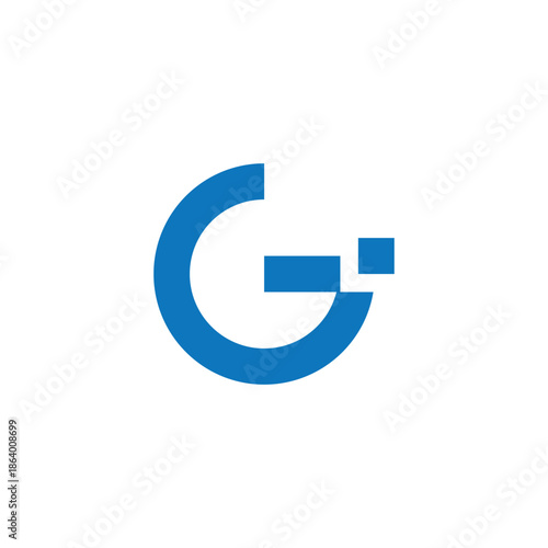 letter g pixel motion blue simple logo vector