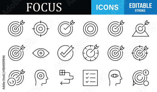 Goal achievement and concentration line icons collection