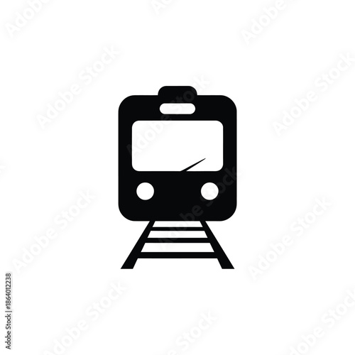 Simple black and white illustration of a front facing train icon