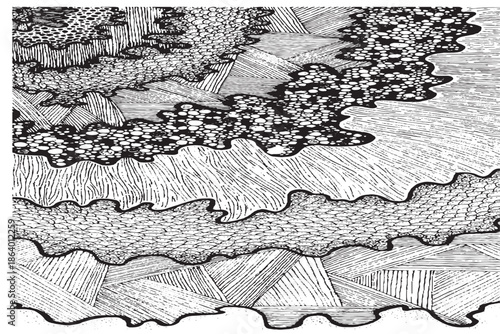 Abstract Black and White Hand-Drawn Texture Pattern Illustration