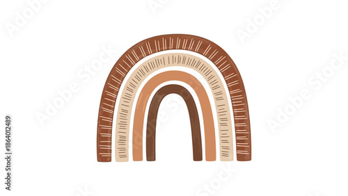 boho rainbow illustration with warm neutral colors and delicate dashed lines a modern minimalist design ideal for nursery decor and branding.