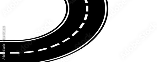 Curved Road Icon Illustration Isolated on White Background