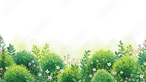 green foliage watercolor background for organic spring design with copy space and botanical elements for natural product branding