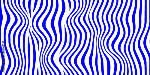 Blue wavy lines abstract background. Trendy psychedelic retro style backdrop. Waves, swirl and twirl pattern.