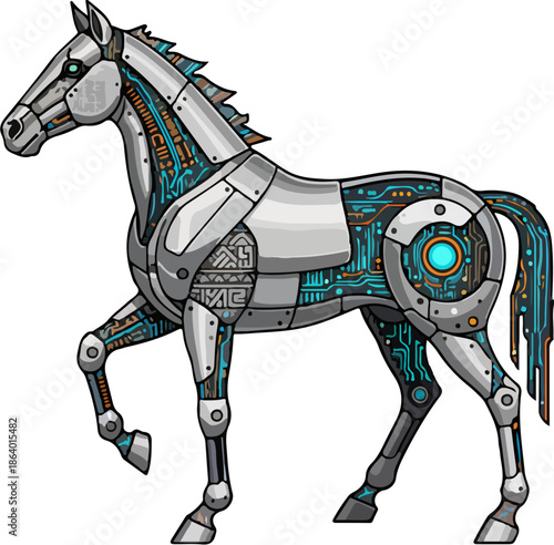 Futuristic Mechanical Horse cyberpunk