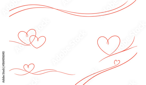 Elegant Minimalist Heart Line Art - Graceful Calligraphic Swirls and Romantic Decor Elements