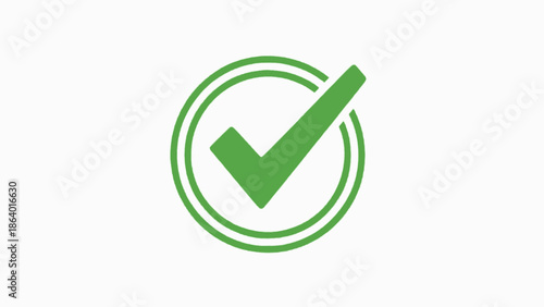 Green checkmark in circle symbol for approval and confirmation