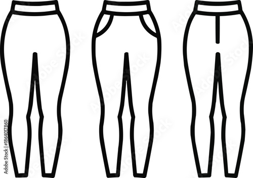 Leggings and Trousers Line Art Icons Apparel Clothing Outline Collection