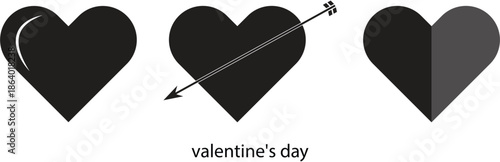 A captivating collection of three stylized heart icons symbolizing love and valentine's day.