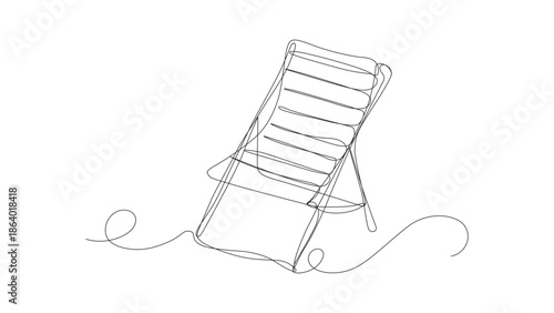 Continuous one-line drawing of a deck chair Vector Image.