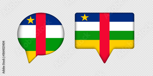Flag of Central African Republic in speech bubble.
