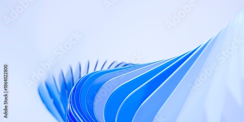 Картината върху платно Abstract blue glass arc wave with floating transparent segments and soft light,
