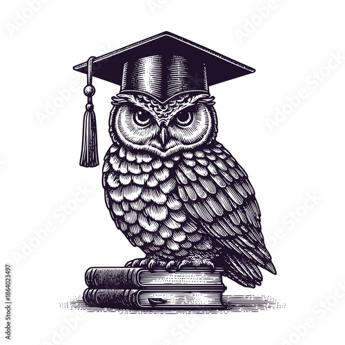 wise owl with books