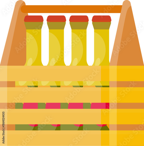 Vector Alcohol Bottle and Beverage Crate Icon Set - Beer Wine and Spirits Flat Illustration