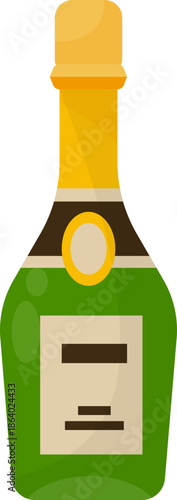 Vector Alcohol Bottle and Beverage Crate Icon Set - Beer Wine and Spirits Flat Illustration