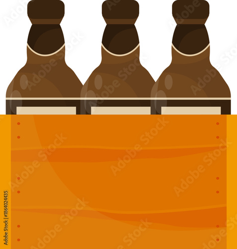 Vector Alcohol Bottle and Beverage Crate Icon Set - Beer Wine and Spirits Flat Illustration
