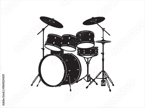 Black Drum Set Illustration for Music and Band Design