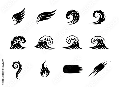 Stylized Ocean Waves Icon SetSpectraGAN Vector