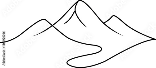 Simple mountain range line art illustration