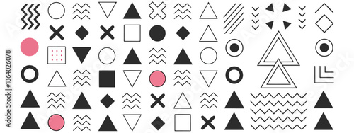  Geometric Shapes Icons Vector Set .