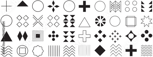  Geometric Shapes Icons Vector Set .
