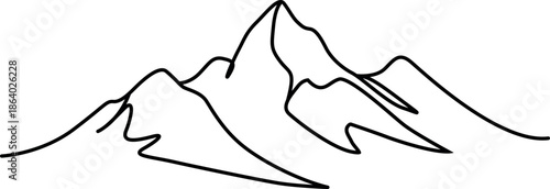 Simple line drawing of majestic mountain range