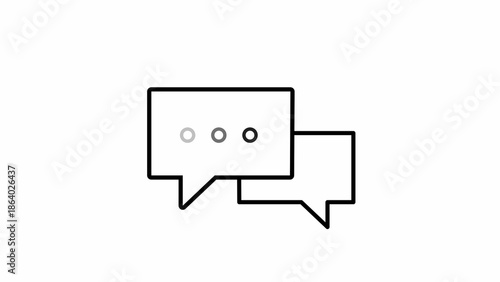 Simple Line Art Speech Bubbles with Three Dots on White Background chat communication