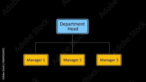 Simple Organizational Chart with Department Head and Managers hierarchy business