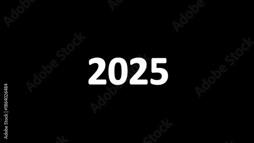 White 2025 Number Centered on Black Background year future