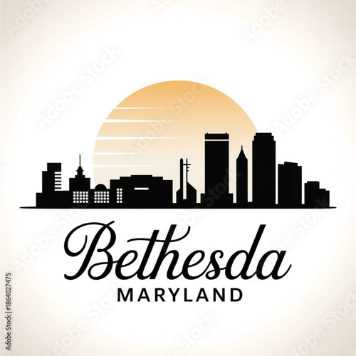 Bethesda Maryland Skyline Silhouette — A Vibrant Urban Hub Near Washington DC Vector Illustration