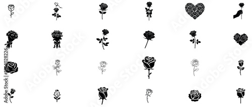 vector silhouettes of Rose icon
