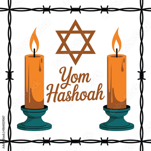 Yom Hashoah Jewish Holiday Candles Star of David