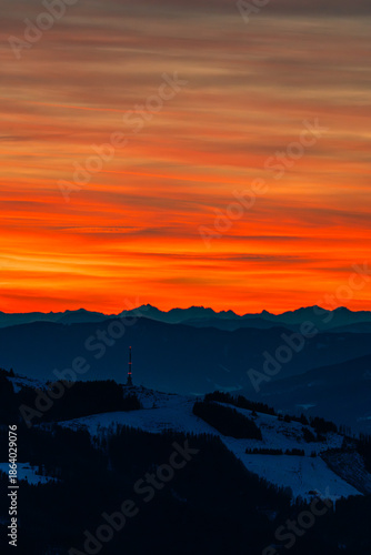 Sonnenuntergang Rennfeld - Hochsteiermark - Österrreich - Abendrot - Mugel