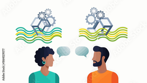 Collaborative Communication and Strategic Problem-Solving Two Individuals Exchanging Innovative Ideas for Process Optimization