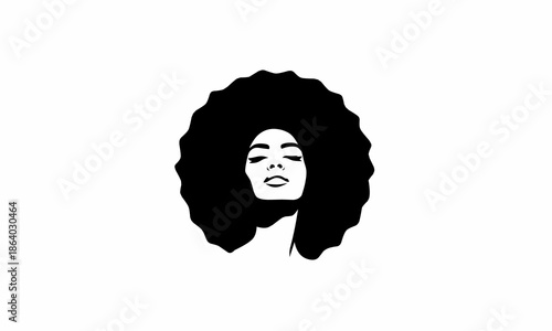 Beautiful Black Woman Portrait with Closed Eyes and Afro Hairline