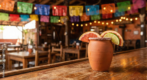 Wallpaper Mural Refreshing cantarito cocktail on bar with mexican decor Torontodigital.ca
