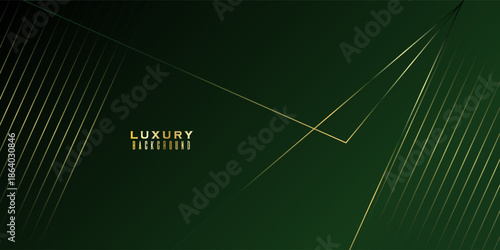 Green on dark shade with elegance golden line elements. Realistic luxury background . Simple design, web