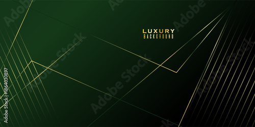 Green on dark shade with elegance golden line elements. Realistic luxury background . Suit for bussines, Banners
