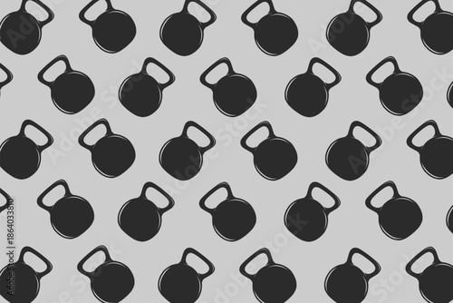 Monochromatic Kettlebell Seamless Pattern for Gym Fitness Apparel