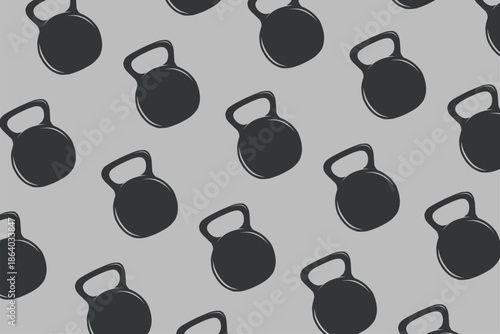 Monochromatic Kettlebell Seamless Pattern for Gym Fitness Apparel