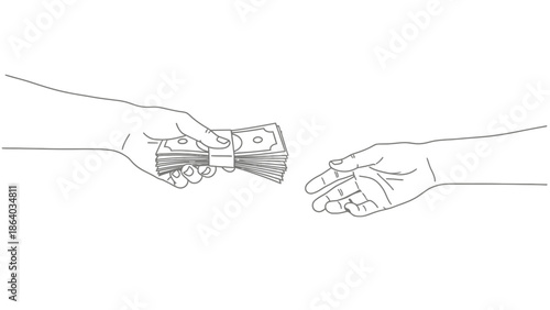 Hand giving money to another hand financial transaction concept 4.