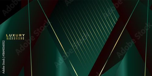 Abstract  green luxury background with golden wave lines decoration. Modern graphic design .Design simple