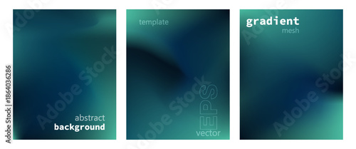 Abstract liquid background set. Gradient mesh. Effect dark color blend. Blurred fluid colorful mix. Modern design template for web covers, ad banners, posters, brochures, flyers. Vector image EPS