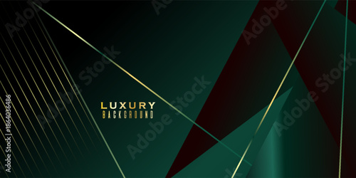Abstract  green luxury background with golden wave lines decoration. Modern graphic design .Design trndy
